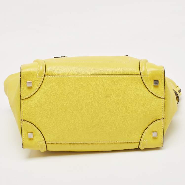 Pre Owned Celine Yellow Leather Mini Luggage Tote