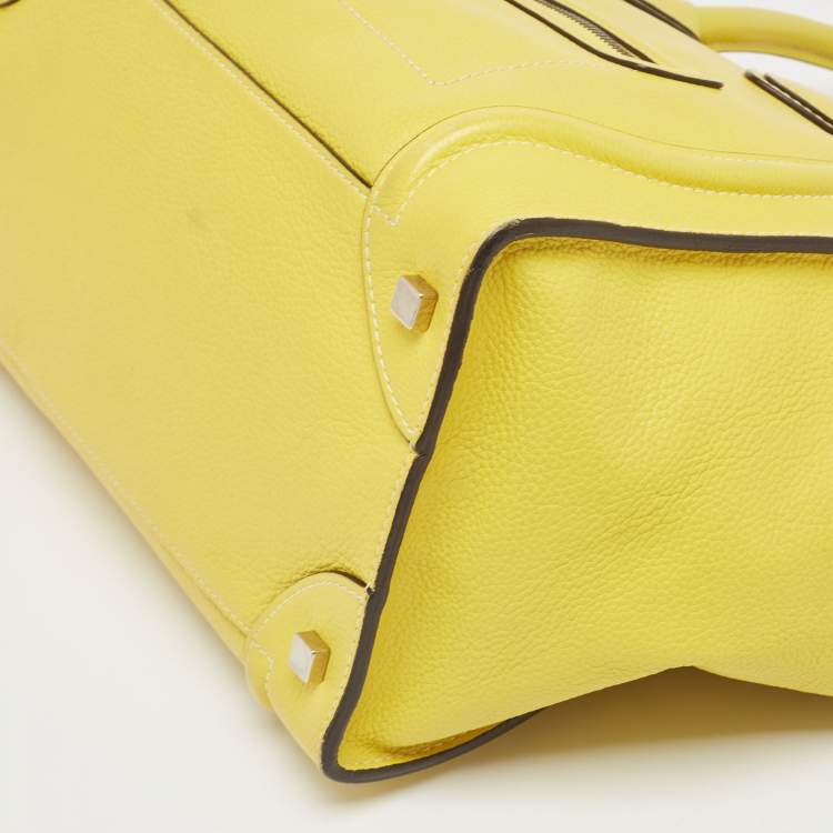 Pre Owned Celine Yellow Leather Mini Luggage Tote