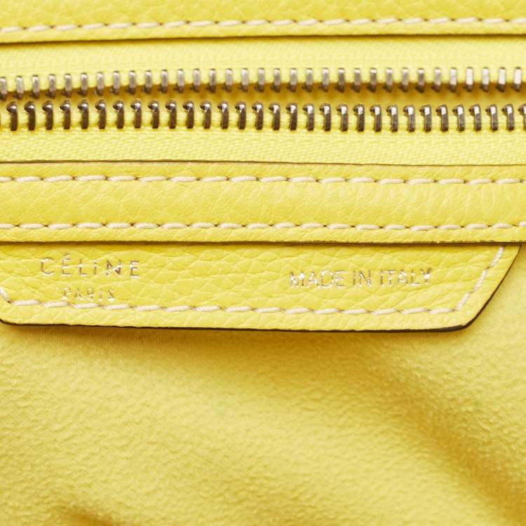 Pre Owned Celine Yellow Leather Mini Luggage Tote