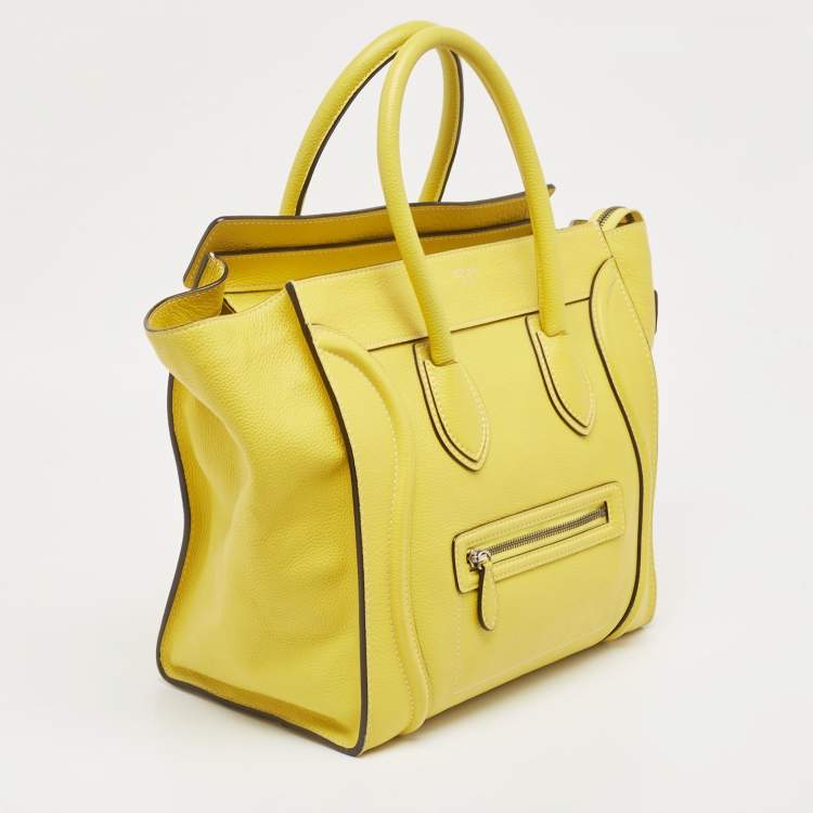 Pre Owned Celine Yellow Leather Mini Luggage Tote