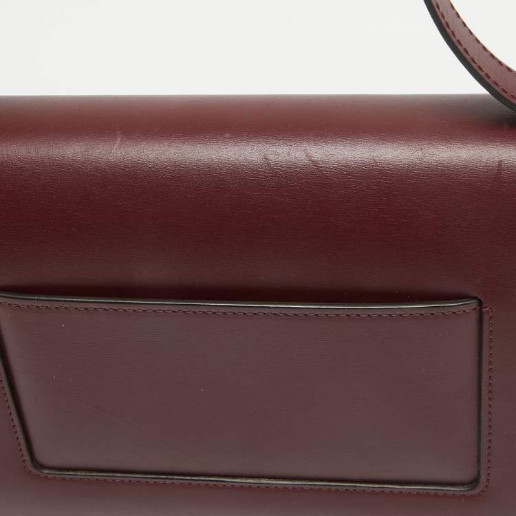 Pre Owned Celine Burgundy/Brown Leather and Python Classic Box Shoulder Bag