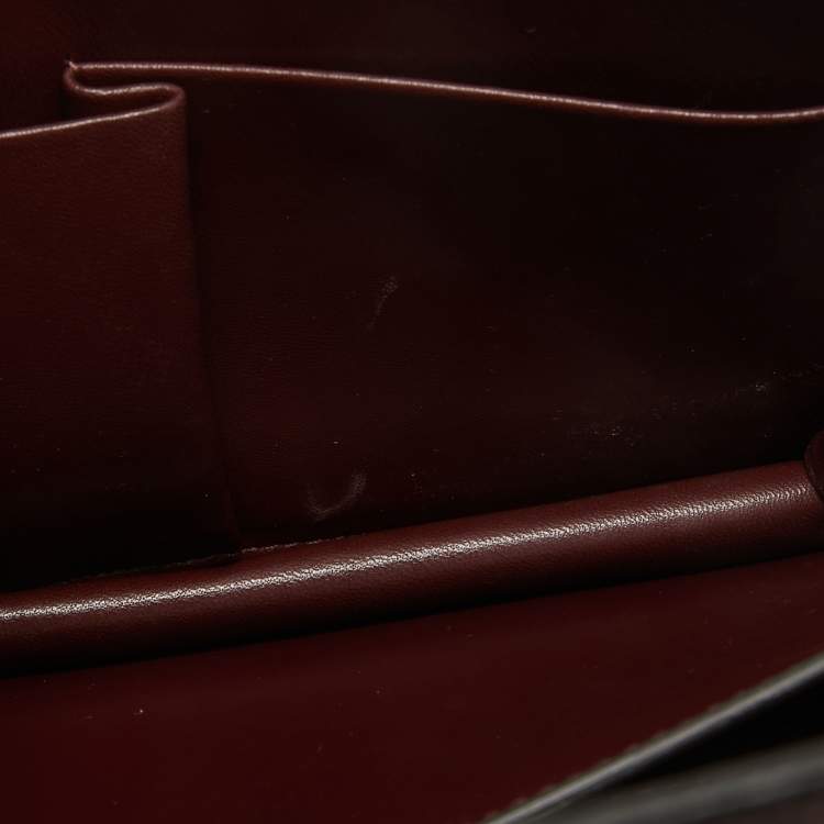 Pre Owned Celine Burgundy/Brown Leather and Python Classic Box Shoulder Bag