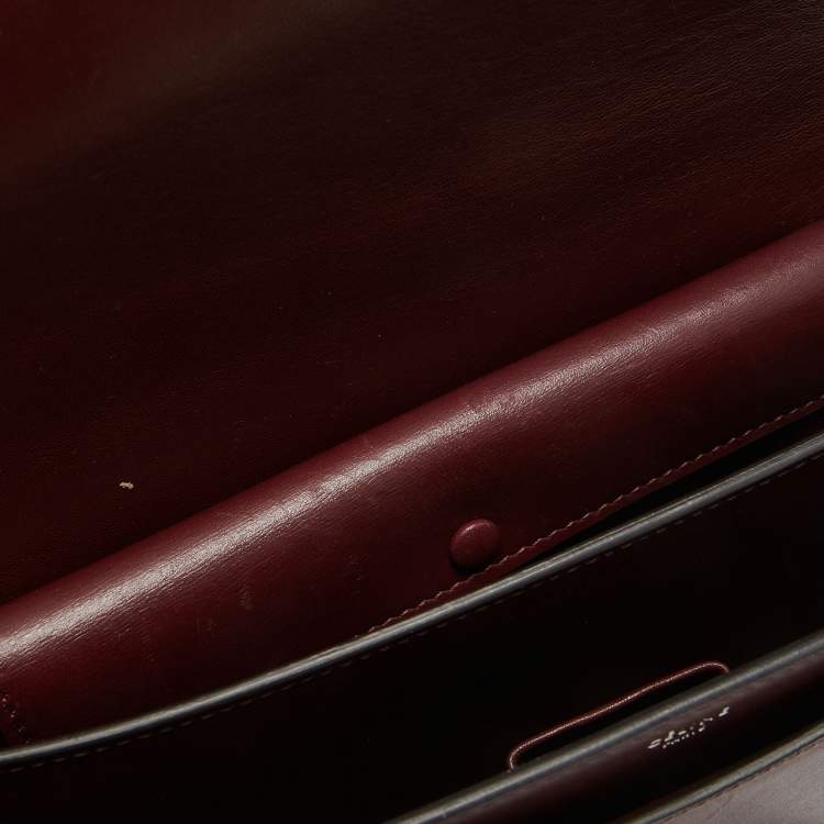 Pre Owned Celine Burgundy/Brown Leather and Python Classic Box Shoulder Bag