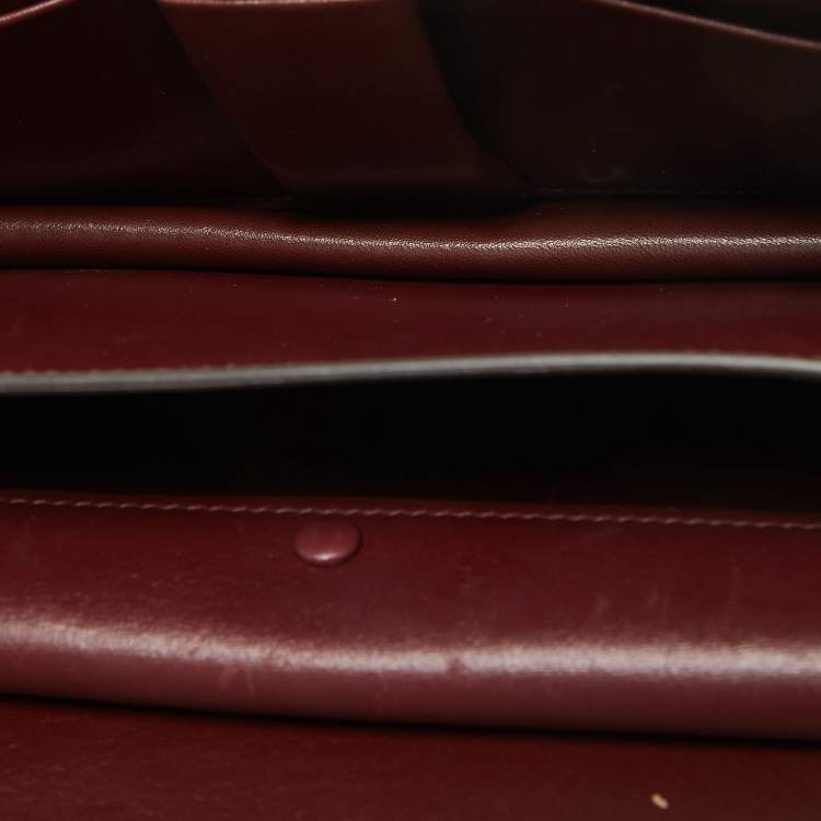 Pre Owned Celine Burgundy/Brown Leather and Python Classic Box Shoulder Bag