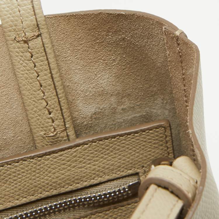 Pre Owned Celine Beige/Orange Leather Small Vertical Cabas Tote