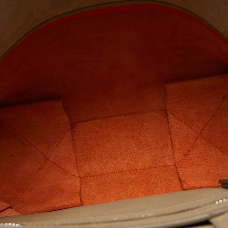 Pre Owned Celine Beige/Orange Leather Small Vertical Cabas Tote