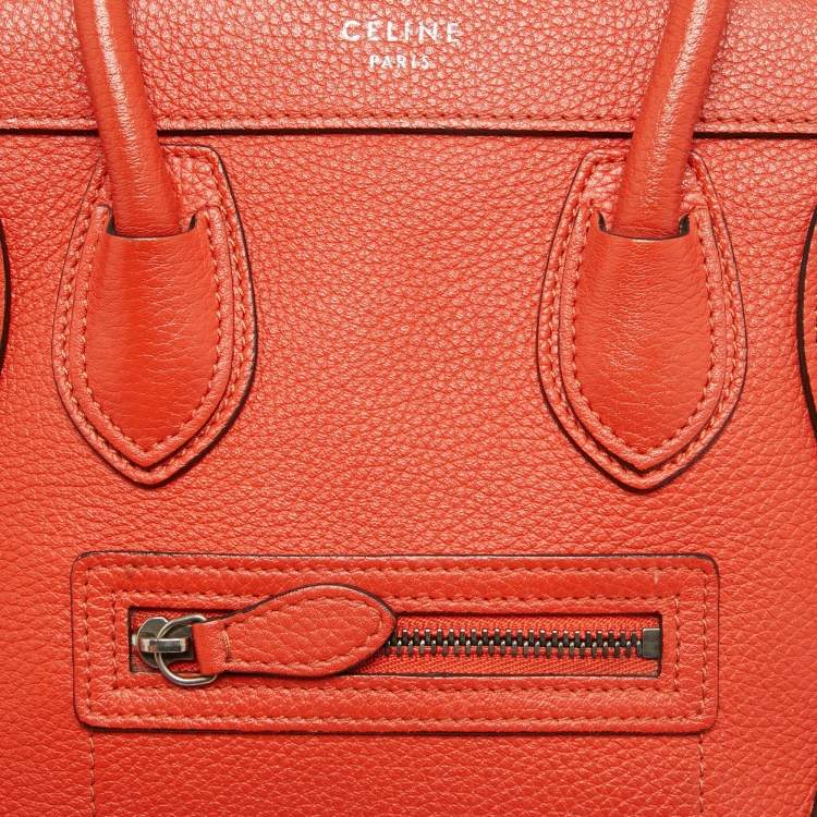 Pre Owned Céline Red Leather Nano Luggage Tote