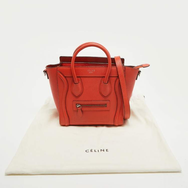 Pre Owned Céline Red Leather Nano Luggage Tote