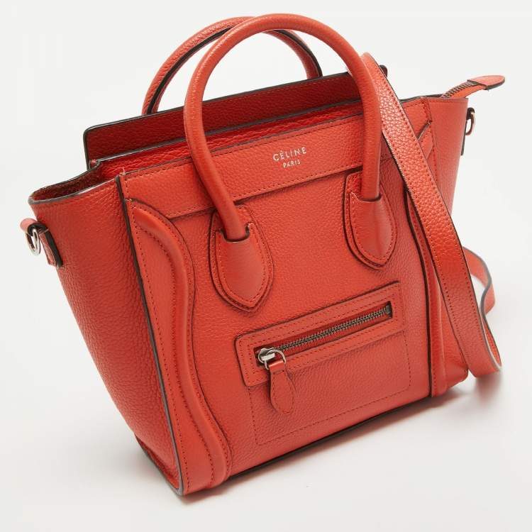 Pre Owned Céline Red Leather Nano Luggage Tote