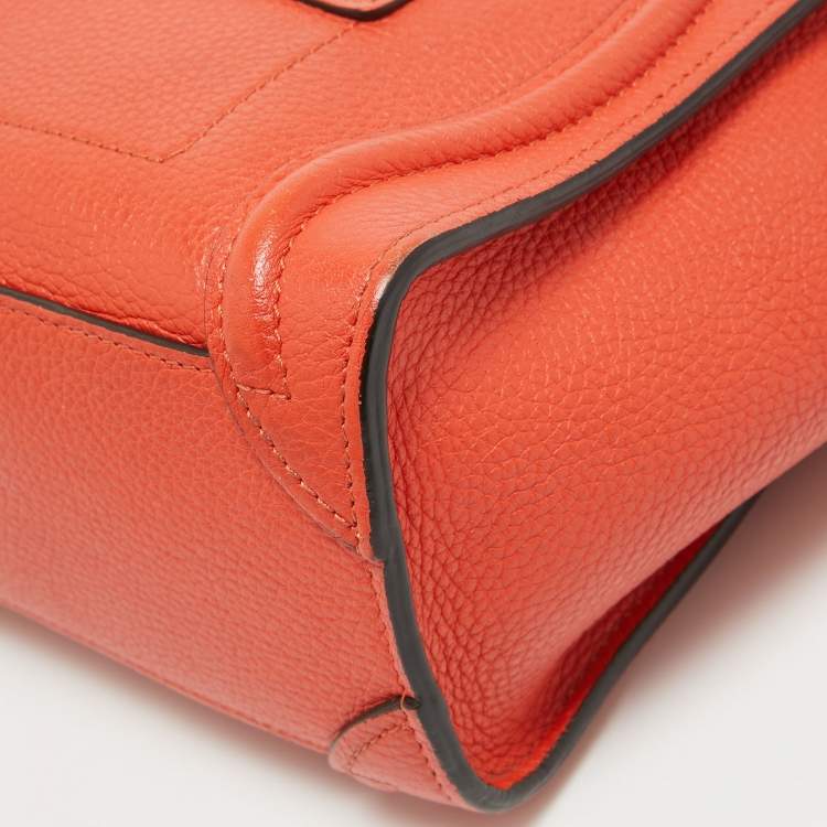 Pre Owned Céline Red Leather Nano Luggage Tote