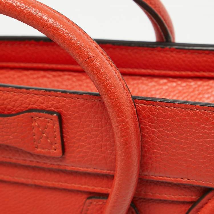 Pre Owned Céline Red Leather Nano Luggage Tote