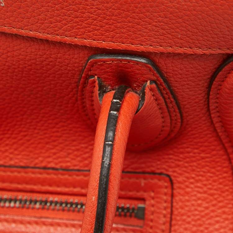Pre Owned Céline Red Leather Nano Luggage Tote