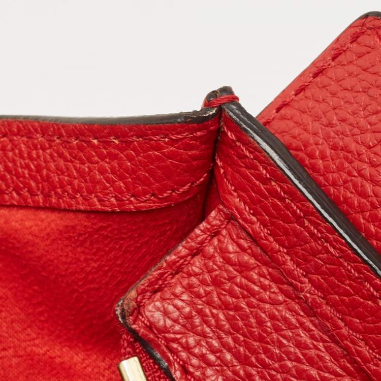 Pre Owned Celine Red Leather Nano Luggage Tote