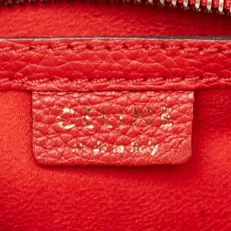 Pre Owned Celine Red Leather Nano Luggage Tote