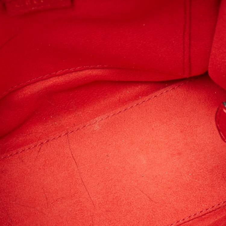 Pre Owned Celine Red Leather Nano Luggage Tote