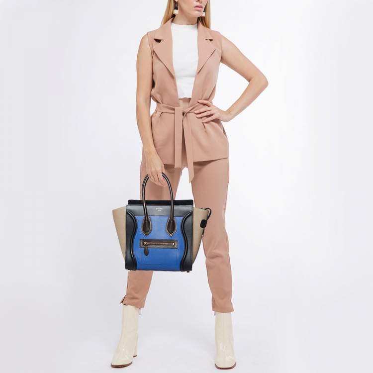 Pre Owned Celine Multicolor Leather Micro Luggage Tote