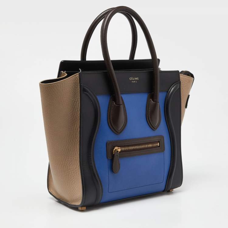 Pre Owned Celine Multicolor Leather Micro Luggage Tote