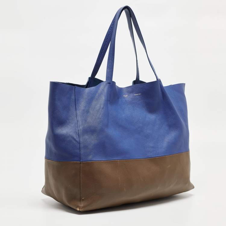 Pre Owned Celine Blue/Brown Leather Horizontal Cabas Tote