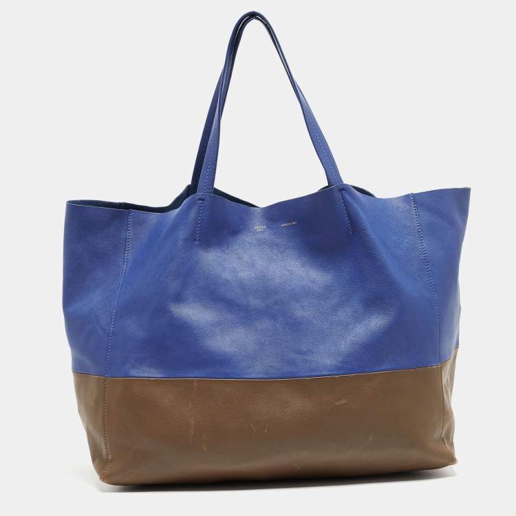 Pre Owned Celine Blue/Brown Leather Horizontal Cabas Tote