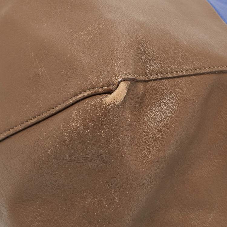 Pre Owned Celine Blue/Brown Leather Horizontal Cabas Tote