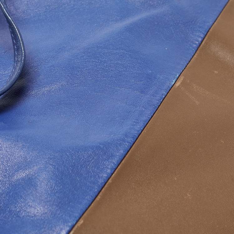 Pre Owned Celine Blue/Brown Leather Horizontal Cabas Tote