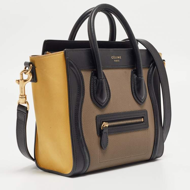Pre Owned Céline Multicolor Nubuck and Leather Nano Luggage Tote