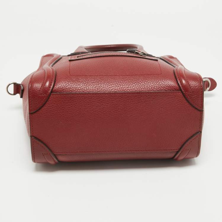 Pre Owned Céline Red Leather Nano Luggage Tote