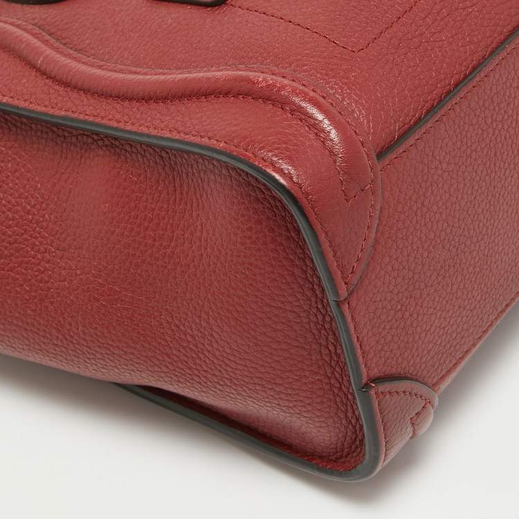 Pre Owned Céline Red Leather Nano Luggage Tote