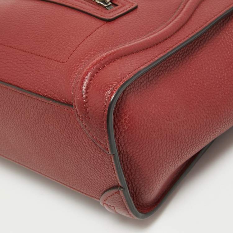 Pre Owned Céline Red Leather Nano Luggage Tote