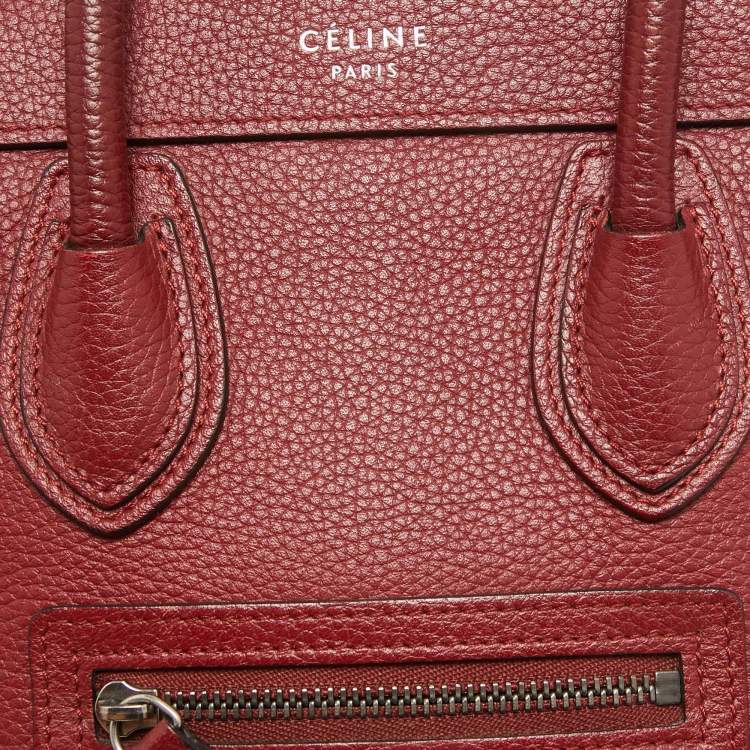 Pre Owned Céline Red Leather Nano Luggage Tote