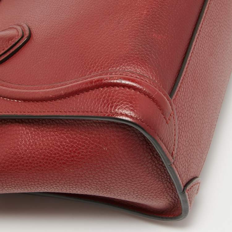 Pre Owned Céline Red Leather Nano Luggage Tote