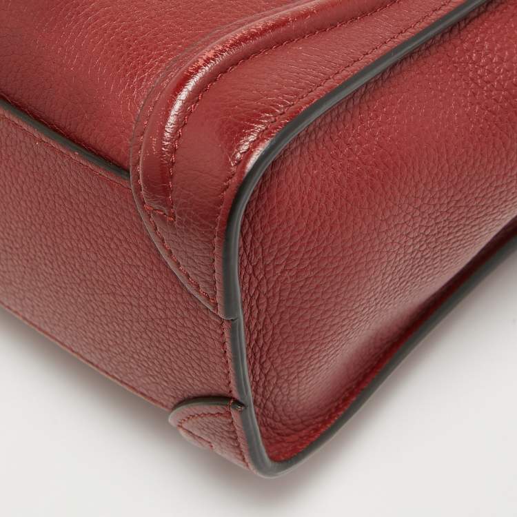 Pre Owned Céline Red Leather Nano Luggage Tote