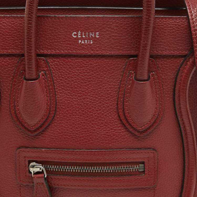 Pre Owned Céline Red Leather Nano Luggage Tote