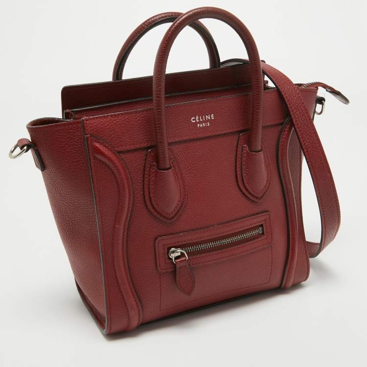 Pre Owned Céline Red Leather Nano Luggage Tote