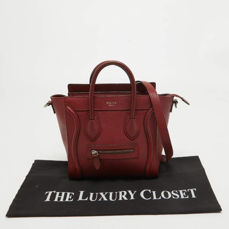 Pre Owned Céline Red Leather Nano Luggage Tote