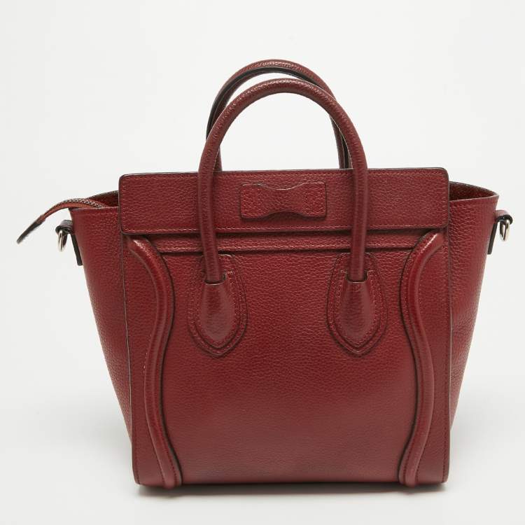 Pre Owned Céline Red Leather Nano Luggage Tote