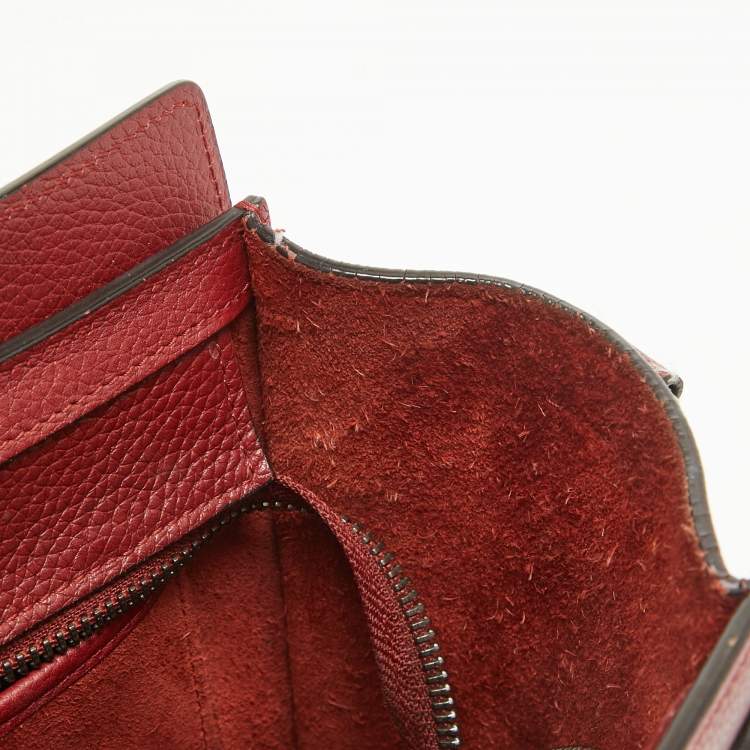 Pre Owned Céline Red Leather Nano Luggage Tote