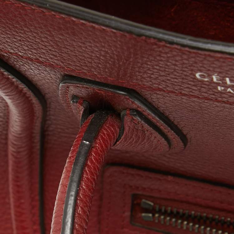 Pre Owned Céline Red Leather Nano Luggage Tote