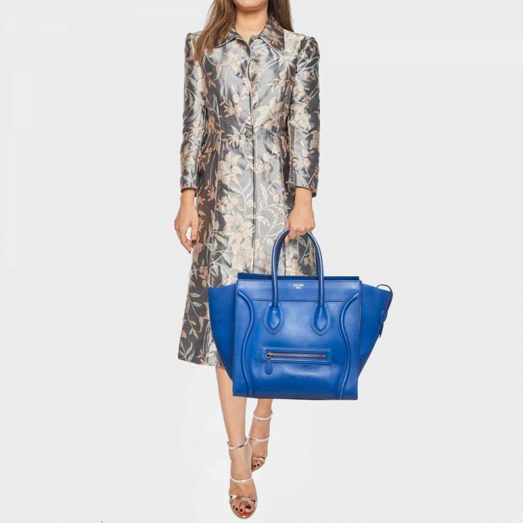 Pre Owned Celine Blue Leather Mini Luggage Tote