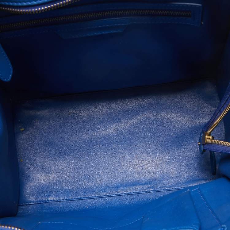 Pre Owned Celine Blue Leather Mini Luggage Tote