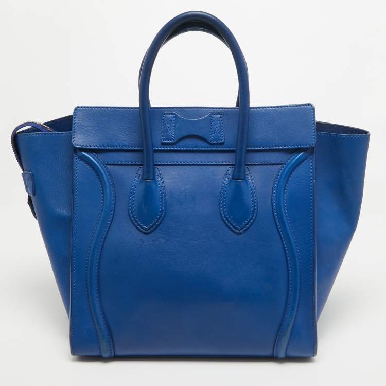 Pre Owned Celine Blue Leather Mini Luggage Tote