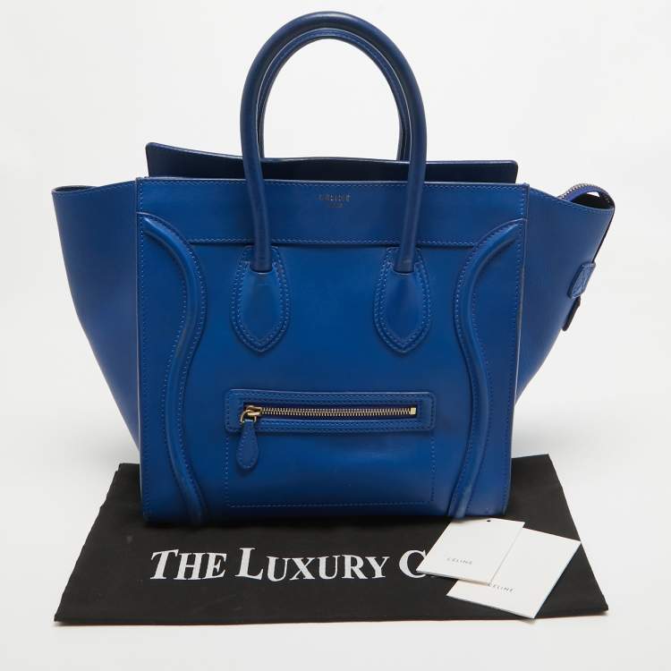 Pre Owned Celine Blue Leather Mini Luggage Tote