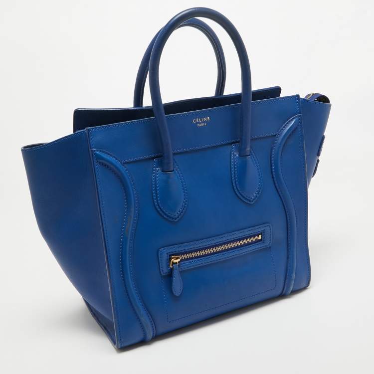 Pre Owned Celine Blue Leather Mini Luggage Tote