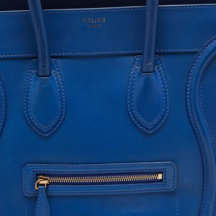 Pre Owned Celine Blue Leather Mini Luggage Tote