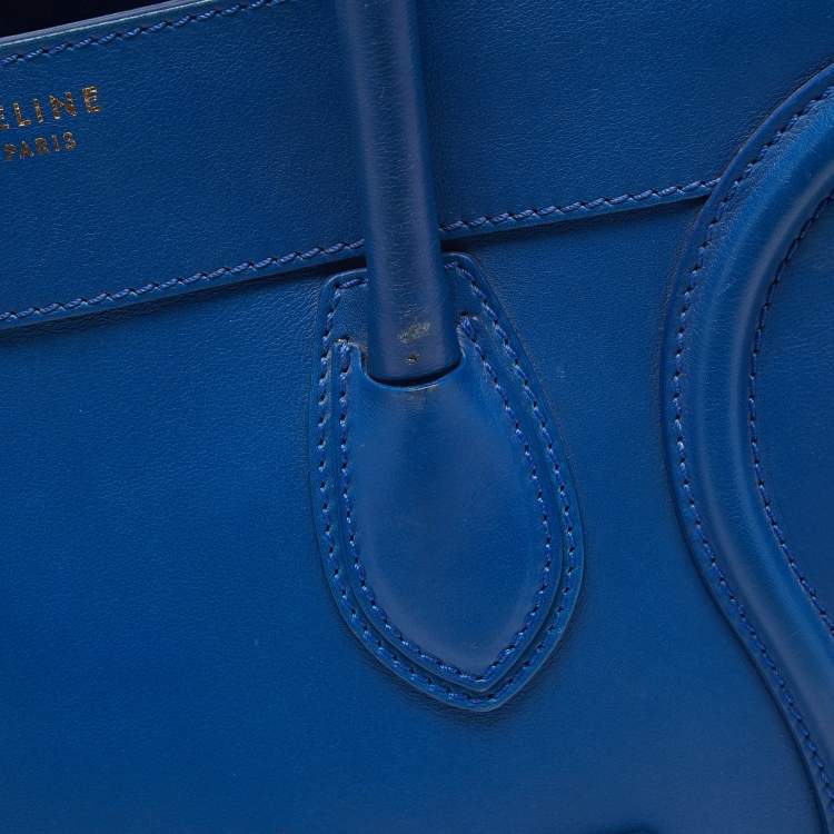 Pre Owned Celine Blue Leather Mini Luggage Tote