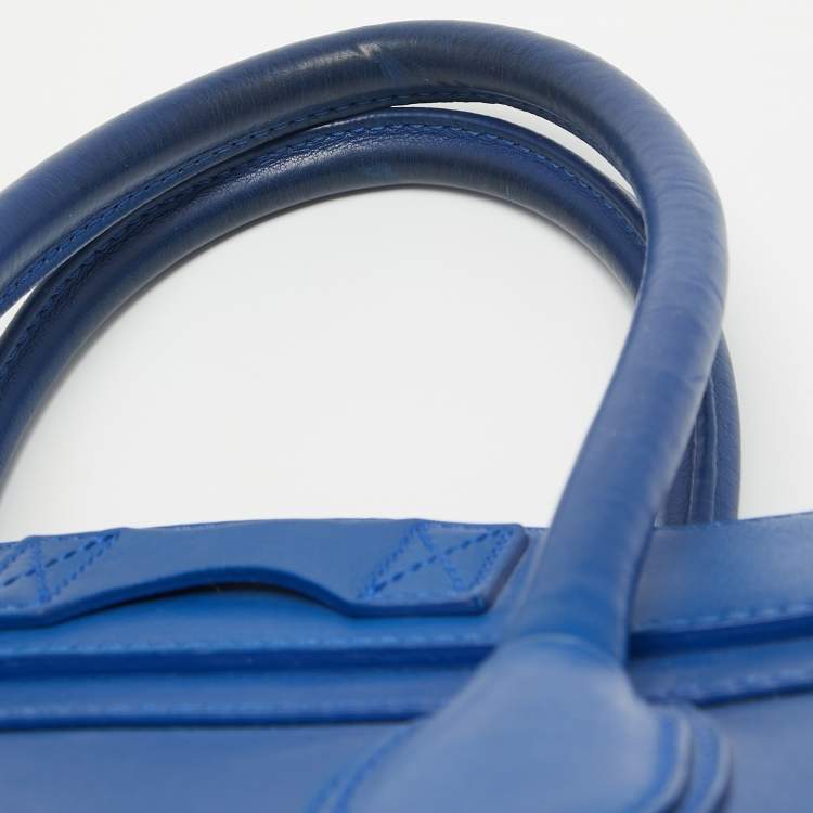 Pre Owned Celine Blue Leather Mini Luggage Tote