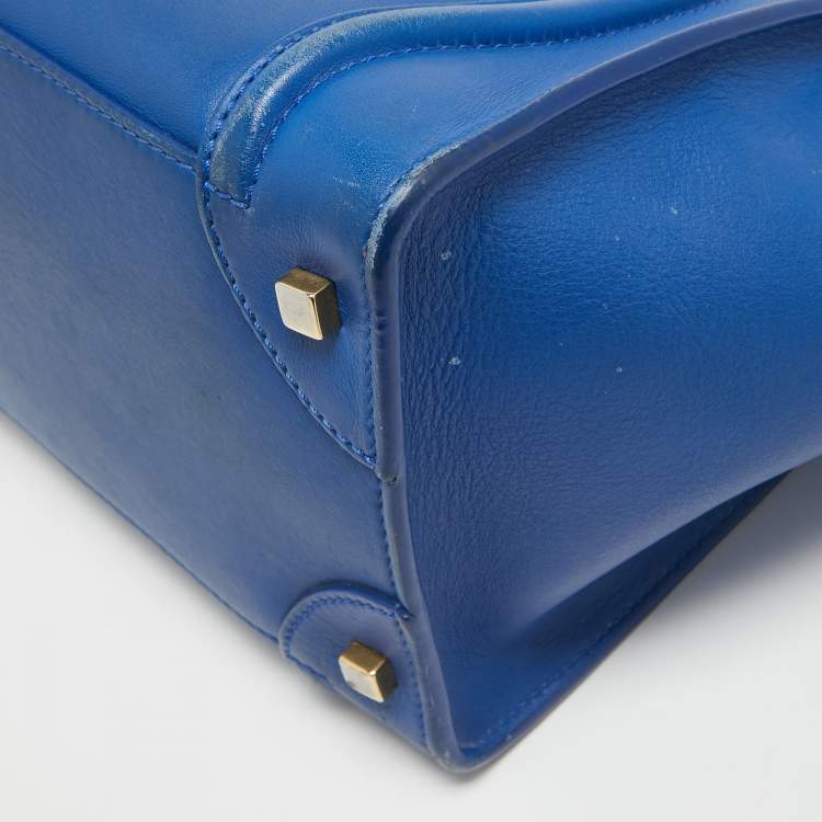 Pre Owned Celine Blue Leather Mini Luggage Tote