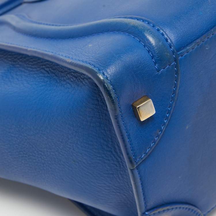 Pre Owned Celine Blue Leather Mini Luggage Tote
