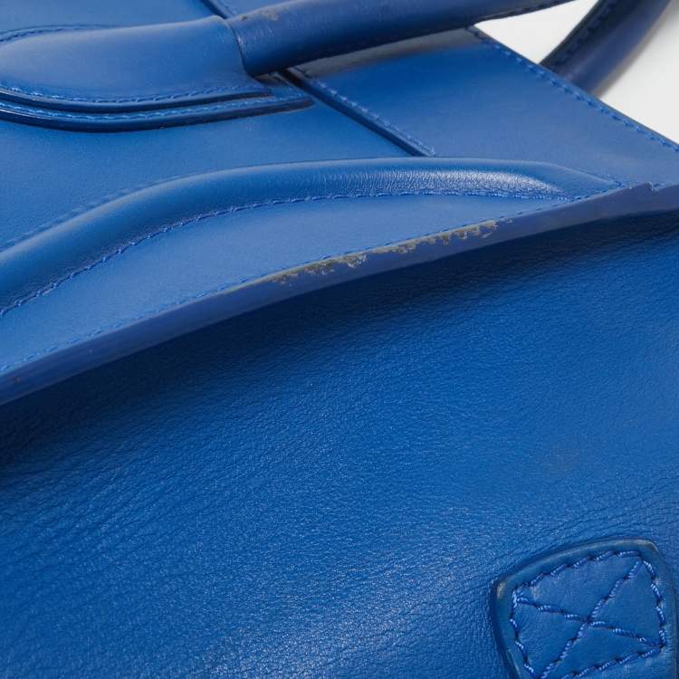 Pre Owned Celine Blue Leather Mini Luggage Tote
