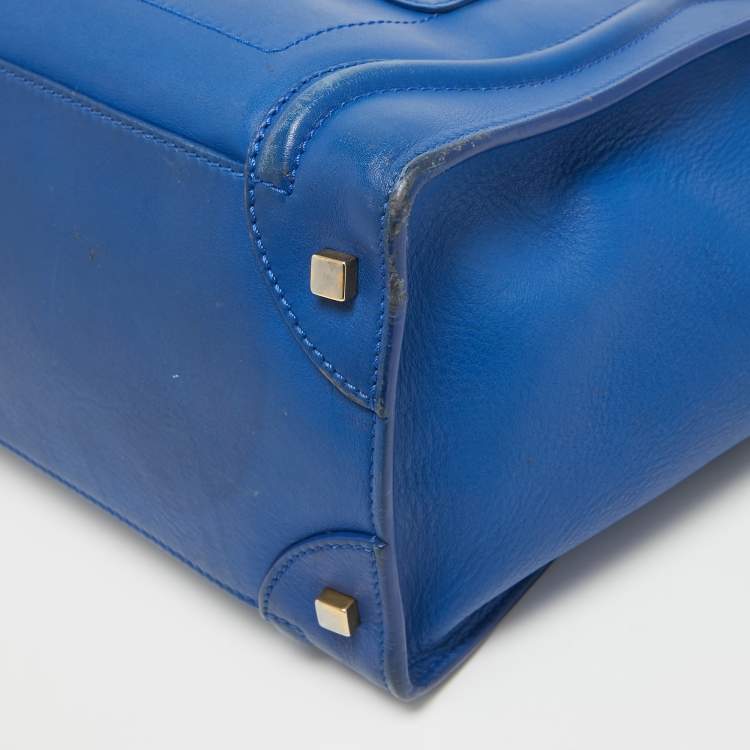 Pre Owned Celine Blue Leather Mini Luggage Tote